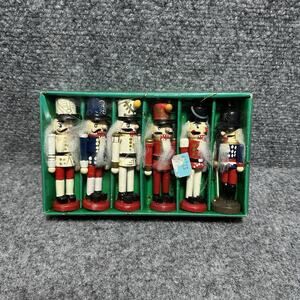 Santa’s Workbench 4.5” Wooden Nutcracker Set (6) New! NOS! Christmas Ornaments